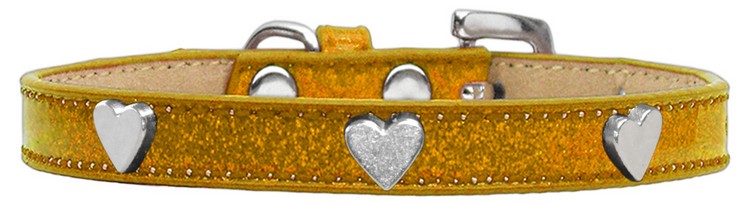 Silver Heart Widget Dog Collar Gold Ice Cream Size 20